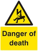14013K - Danger of Death - Plastic Sign - 400mm x 300mm