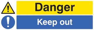 26216G - Danger Keep Out - Self Adhesive Sign - 100mm x 300mm
