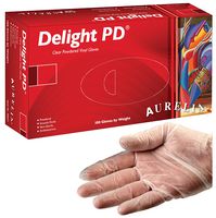 38826 - Delight PD Premium Clear Powdered Vinyl Gloves - Small, 100 Pack