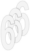 GH6986 - Number 6 - Wheelie Bin Self Adhesive Waterproof Sticker Numbers, 3 Pack