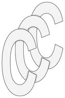 GH698C - Letter C - Wheelie Bin Self Adhesive Waterproof Sticker Letters, 3 Pack
