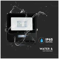 VT-118S-B 20258 - 10W LED Floodlight with PIR, 6500K, 735lm, Black, IP65
