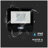 VT-128S-B 20261 - 20W LED Floodlight with PIR, 6500K, 1510lm, Black, IP65