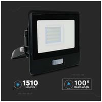 VT-128S-B 20261 - 20W LED Floodlight with PIR, 6500K, 1510lm, Black, IP65