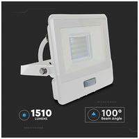 VT-128S-1-W 20297 - 20W LED Floodlight with PIR, 6500K, 1510lm, White, IP65