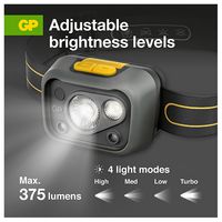 GPACTCH54000 - Tough Work Head Torch with Motion Sensor, CHW54, 375lm, IPX5, Grey