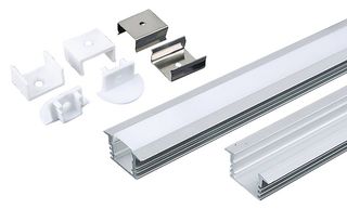 VT-8115 - 2m Mounting Kit with Diffuser for LED Strip Recessed, 24.5x12.2mm, Silver