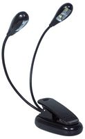 GH418 - Rechargeable LED Reading Light with Twin Flexible Heads & Clip, Black