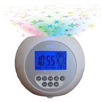 384SIL - Star Projection Alarm Clock, White
