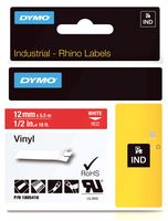 1805416 - Coloured Vinyl Label Tape - 12mm x 5.5m White on Red