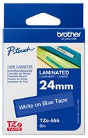 TZE-555 - P-Touch Label Tape White on Blue 1" / 24mm