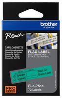 FLE7511 - P-Touch Die-Cut Tape Casette, Black on Green, 21mm
