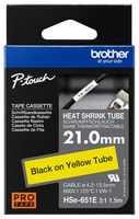 HSE651E - Heat Shrink Tube Tape Cassette, Black on Yellow, 21mm