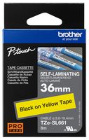 TZESL661 - P-Touch Self-Laminating Labelling Tape Cassette, Black on Yellow, 36mm
