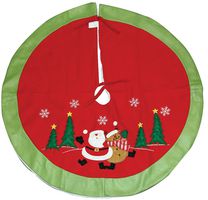 PL171464 - 90cm Red Christmas Tree Skirt with Santa and Reindeer