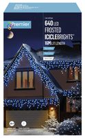 LV213285BW - 640 LED Frosted Cap Icicle Lights, Blue / White