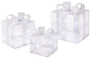 LB231628S - Silver Parcels with 60 White LEDs, 3 Piece