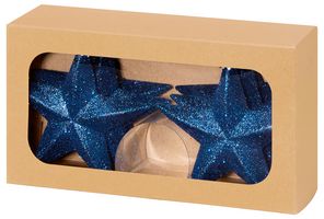 TD126378MB - 100mm Glitter Star Hanging Decorations, Midnight Blue, Pack of 6