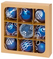 TD126405MB - 60mm Shatterproof Glitter Design Baubles, Midnight Blue, Pack of 9