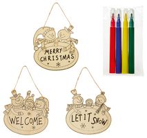AC111795 - 15cm Colour Your Own Christmas Hanging Snowman Plaques - Various Designs