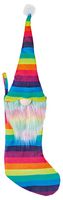 AC221675 - 82cm Rainbow Stripe Christmas Stocking with Gonk Head