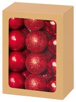 TD126187R - 30mm Assorted Multi Finish Bauble Pack, Red, Pack of 24