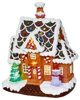 LB243455 - 18.5cm Battery Operated Light Up Gingerbread Santa Cake Shop