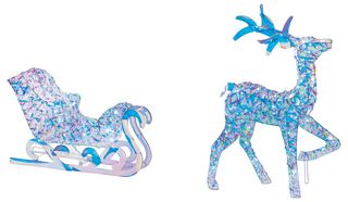 LV243912 - Lit Iridescent Twist Dream Reindeer and Sleigh