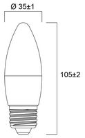 29614 - 6.5W LED Candle Bulb, E27, 2700K, 806lm, Non-Dimmable