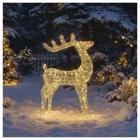 XH10093 - 78cm 450 LED Metal Silver Deer, Warm White