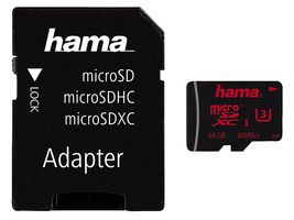 00123982 - 64GB Class 3 MicroSDHC UHS-1 Memory Card with SD Adaptor - 80 MB/s