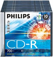 CR7D5NS10/00 - 52x Speed CD-R Blank CDs - Slim Case 10 Pack