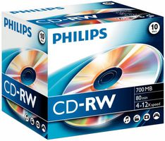 CW7D2NJ10/00 - 12x Speed CD-RW Blank CDs - Jewel Case 10 Pack