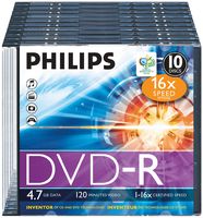 DM4S6S10F/00 - 16x Speed DVD-R Blank DVDs - Slim Case 10 Pack