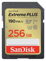 SDSDXWV-256G-GNCIN - 256GB Extreme PLUS SDXC Memory Card UHS-I U3 V30 Class 10, 190MB/s Read