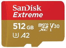SDSQXAV-512G-GN6MA - Extreme MicroSDXC UHS-I U3 V30 Memory Card, 512GB 190MB/s 130MB/s