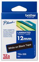 TZE335 - P-Touch Label Tape White on Black 1/2" / 12mm