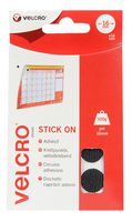 60228 - VELCRO® Brand Stick On Hook & Loop Coins 16mm Black -  Pack of 16