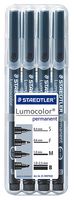 31-9WP4GS - Assorted Tip Lumocolor Permanent Marker Pens - Pack of 4 (Black)