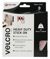 VEL-EC60246 - VELCRO® Brand Heavy Duty Stick On Hook & Loop Tape - White 50mm x 2.5m
