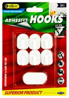 W2117161 - 32mm x 24mm Self Adhesive Hooks, 6 Pack
