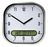 1614W - High Contrast Clear Time Day-Date Wall Clock 30cm - White