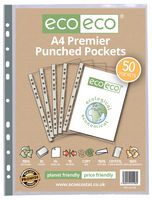 ECO108 - A4 Reinforced Multi Punched Pockets 90 Micron, 50 Pack