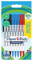 2187680 - Kilometrico Medium Tip Ballpoint Pens, Black / Blue / Red 8 Pack