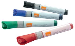 1905324 - Liquid Ink Glass Whiteboard Markers, 4 Pack Assorted Colours
