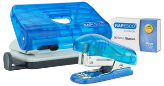 1719 - Bug Mini Stapler Punch and Staples Set, Transparent Blue