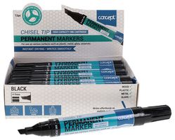 W2147298 - Chisel Tip Permanent Marker Pens, Black 12 Pack