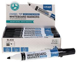 W2147274 - Chisel Tip Whiteboard Marker Pens, Black 12 Pack