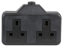 PELB1581 - Rubber Trailing Socket, 2 Gang, 250V, 13A, Black