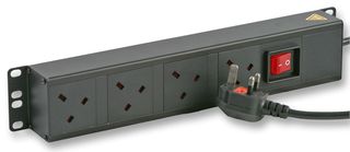 V13A/4 - 4-Way Vertical 19" Cabinet UK PDU